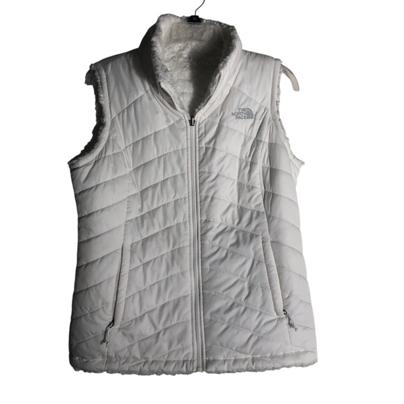 The North Face Sz Medium Reversible winter vest white full zip - Picture 1 of 7